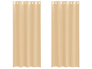 Lot de 2 rideaux en voile, voilages avec œillets sable cf44415