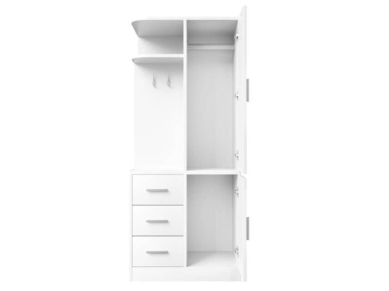  Armoire de rangement 2 portes 70x50x170 cm avec tiroirs et étagères blanche  - Conforama D