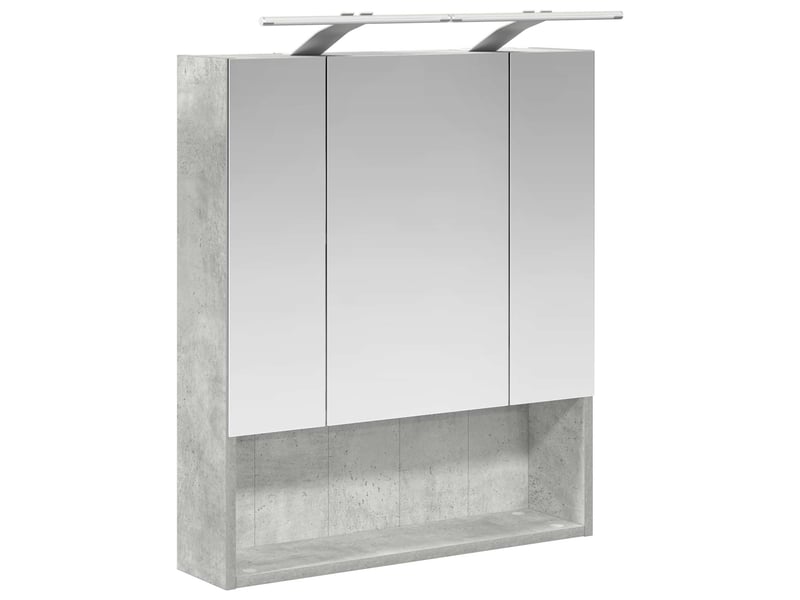  Armoire miroir de salle de bain, cabinet de salle de bain gris béton 60 x 14.5 x 70 cm cf65162  - Conforama E