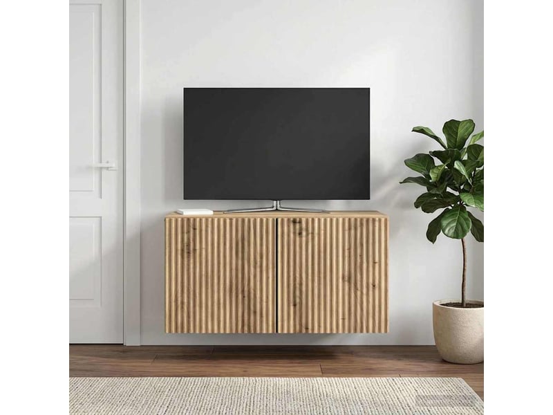  Meuble tv - banc tv - meuble de rangement mural 59,5 x 31 x 30 cm chêne artisanal  - Conforama B