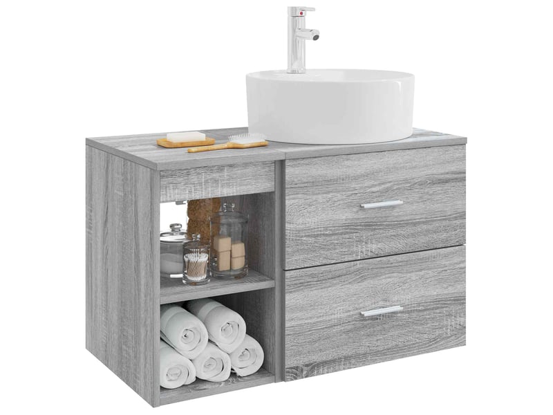  Ensemble de mobilier de salle de bain 2 pcs sonoma gris shl9686  - Conforama C