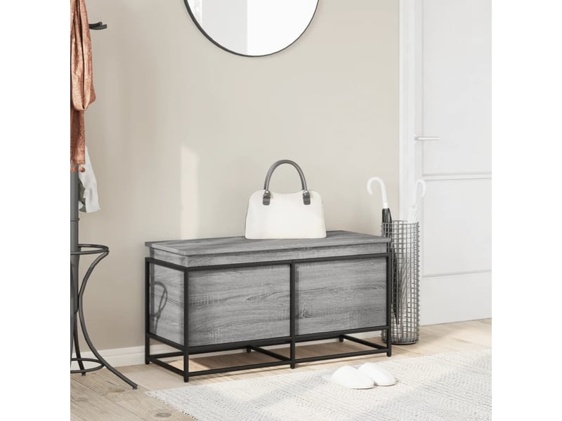  Boîte de rangement, coffre de rangement avec couvercle sonoma gris bois d'ingénierie shl64  - Conforama C