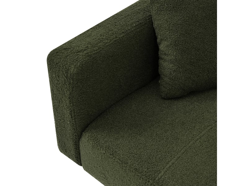  Canapé droit convertible 2 places 175 cm vert antique en sherpa, dossier 3 positions, poches latérales et pieds dorés Fay Lum - Conforama E