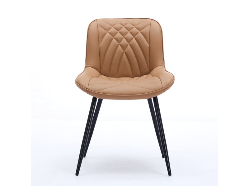 Lot de 2 chaises de salle à manger - 50x47x77cm - chaises capitonnées en tissu rembourré pieds métal noir - marron - Conforama A
