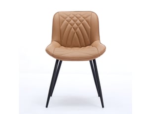 Lot de 2 chaises de salle à manger - 50x47x77cm - chaises capitonnées en tissu rembourré pieds métal noir - marron