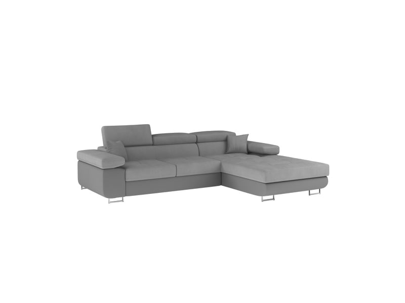  Canapé d'angle convertible amanda gris en tissu effet suédine avec coffre  - Conforama E