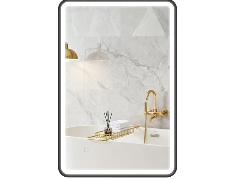  Miroir de salle de bain led 90 x 60 cm – noir – éclairage 3 couleurs, antibuée, dimmable et tactile  - Conforama A