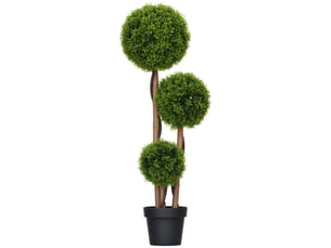 Grand buis artificiel, 110 cm, plante artificielle résistante aux uv avec 3 boules pour salon, chambre, bureau, jardin