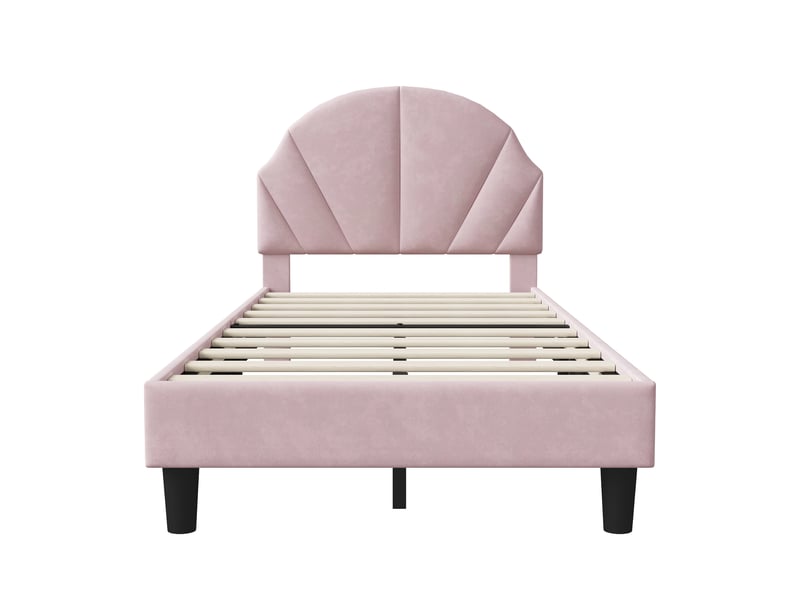  Feeohome lit rembourré pour fille 90x200, lit enfant fille, lit jumeaux enfant avec tête de lit réglable et sommier à lattes, cadre de lits pour enfants, adolescents, velours  - Conforama A