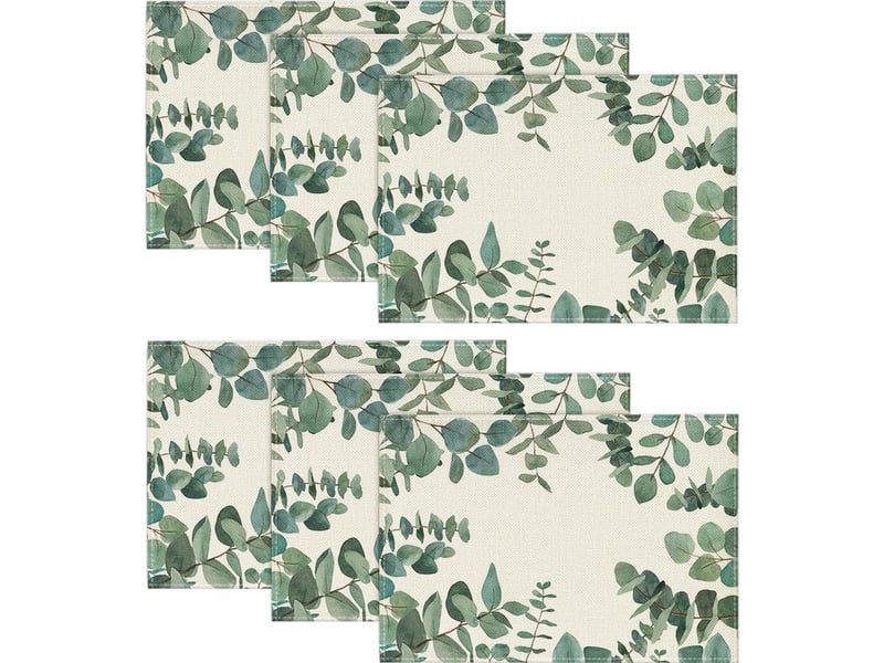  Lot de 6 sets de table d'été en eucalyptus - décoration de table de cuisine - décoration intérieure - vacances- 30 x 45 cm  - Conforama A