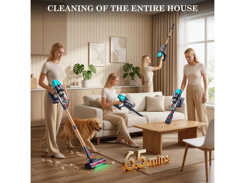  Aspirateur sans fil,600w55 kpa,autonomie de 60 minutes,pour la maison,aspirateur balai autoportant avec brosse anti-emmêlement et écran tactile oled  - Conforama C