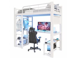 Lit mezzanine 90x200 cm <strong>MODENUIT </strong> <strong></strong> coloris blanc