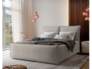 Lit avec rangement 180x200 cm <strong>MASSENO</strong> <strong></strong> coloris beige