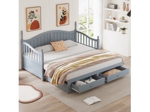 Lit extensible 90x190 cm HAVRYA coloris gris