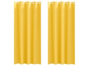 Lot de 2 rideaux occultants, rideaux black-out avec anneaux jaune moutarde polyester cf44679