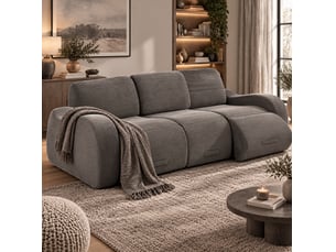 Canapé modulable 3 places 247x115x76 cm en velours côtelé gris