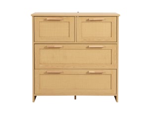 Commode 4 tiroirs rotin bois massif rangement élégant chambre salon