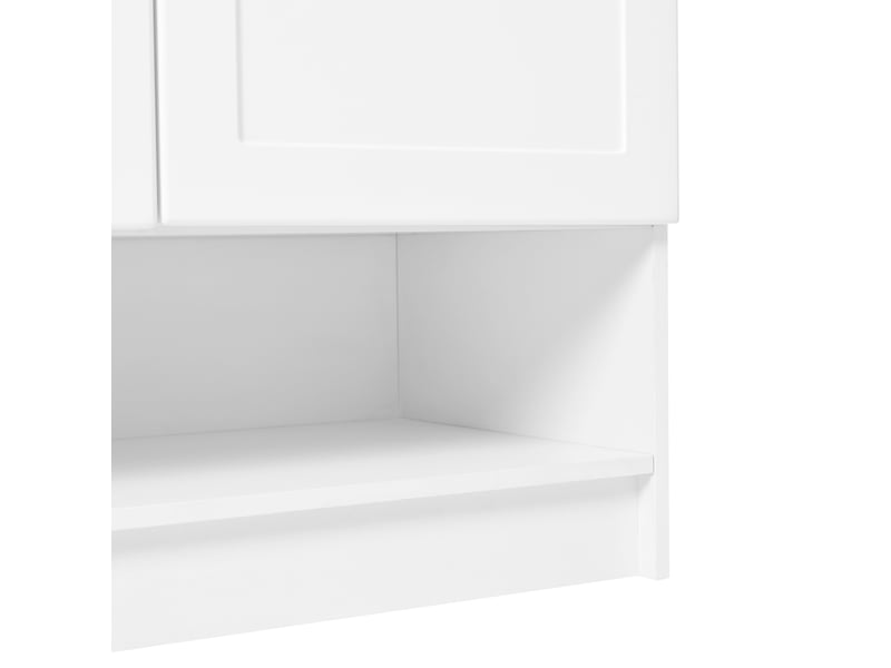  Meuble à chaussures 2 portes blanc, 146x34x109 cm, rangement avec étagères réglables et poignées dorées  - Conforama R