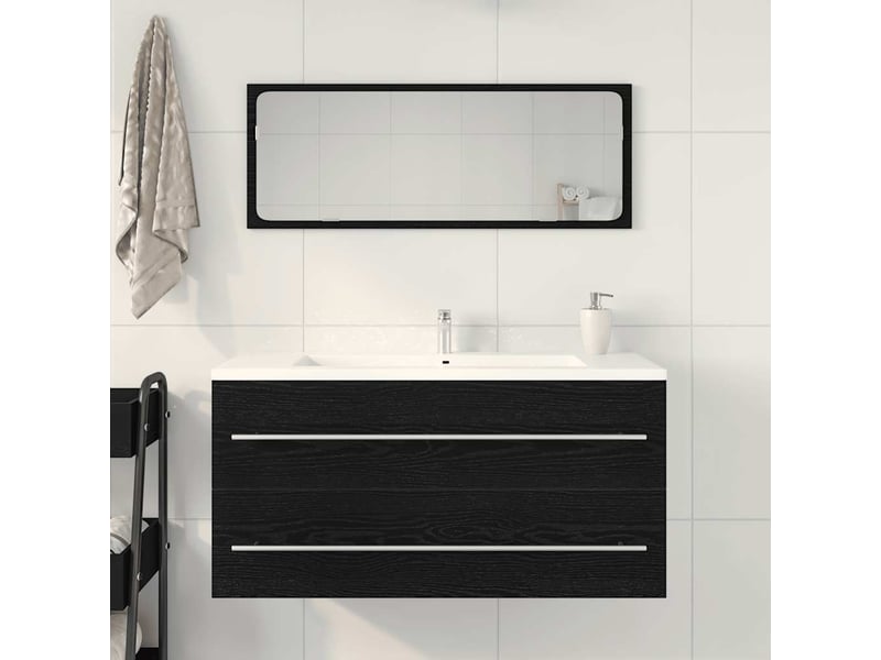  Meuble sous-vasque salle de bain en chêne noir 100x38.5x48cm bois d'ingénierie  - Conforama C
