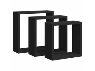 Lot de 3 étagères murales cube, étagères suspendues noir mdf cf43326