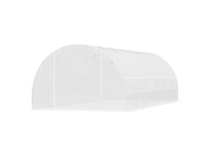 Serre tunnel extérieur 8x3x2 m, 12 fenêtres, porte enroulable, plantestomateslégumes, acierpe 140 gm², blanc.