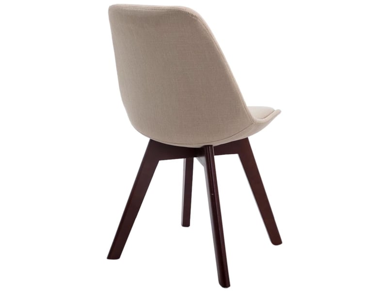 Lot de 4 chaises de salle à manger design scandinave en tissu crème et piètement à 4 pieds en bois foncé 10_0008560  - Conforama E