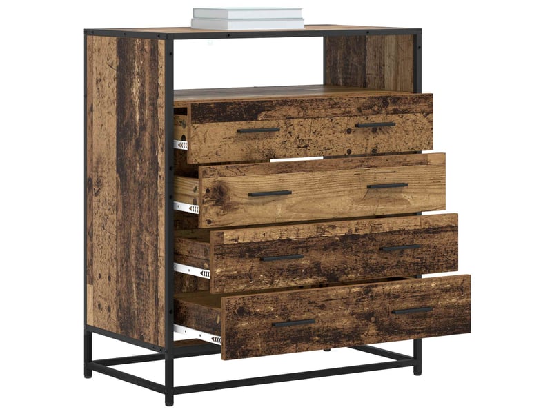  Armoire à tiroirs, commode 4-tiroir bois ancien 70x41x83,5 cm  - Conforama C