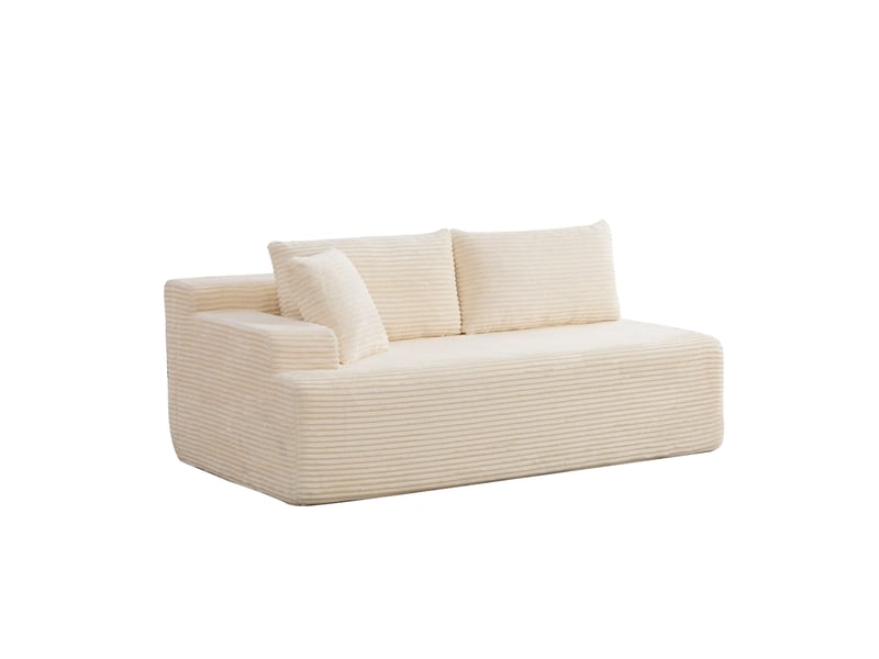 Canapé modulable 2 places en chenille ivoire - Conforama A