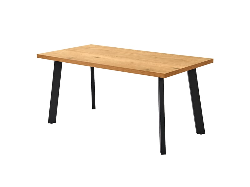 Table de salle à manger - plateau monobloc robuste et pieds évasés en métal avec patins réglables - chêne sauvage - Conforama A