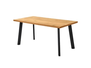 Table de salle à manger - plateau monobloc robuste et pieds évasés en métal avec patins réglables - chêne sauvage