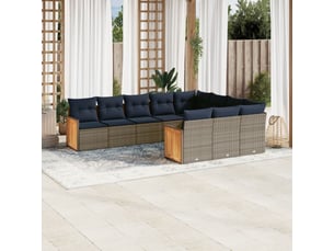 Vidaxl ensemble de canapé de jardin 10 pcs avec coussins gris résine tressée