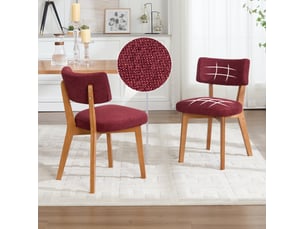 Lot de 2 chaises de salle à manger en tissu rouge bordeaux