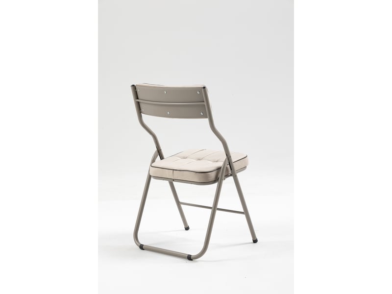 Chaises pliantes lot de 2 avec assise rembourrée  - dossier incurvé, velours et acier - kaki  - Conforama E