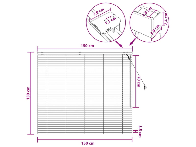  Store vénitien, store de fenêtre blanc 150 x 130 cm 35 mm cf47735  - Conforama E