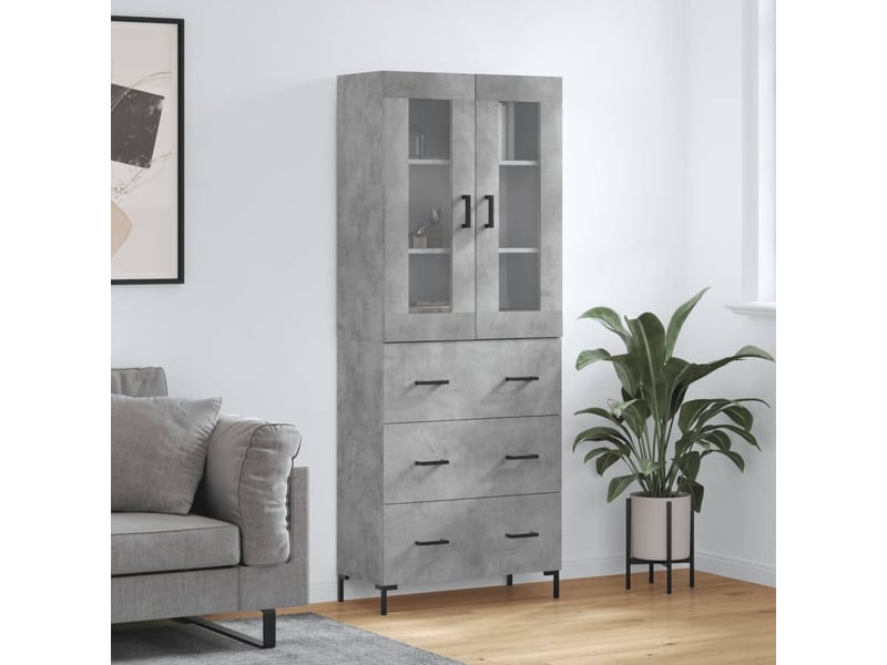  Buffet haut - bahut - meuble de rangement gris béton 69,5x34x180 cm bois d'ingénierie  - Conforama B