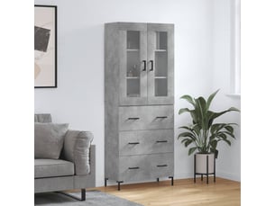 Buffet haut - bahut - meuble de rangement gris béton 69,5x34x180 cm bois d'ingénierie