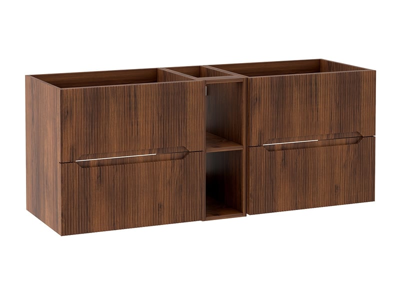  Meuble sous vasque suspendu avec étagère 4t novo l.140 cm effet noyer warmia  - Conforama A