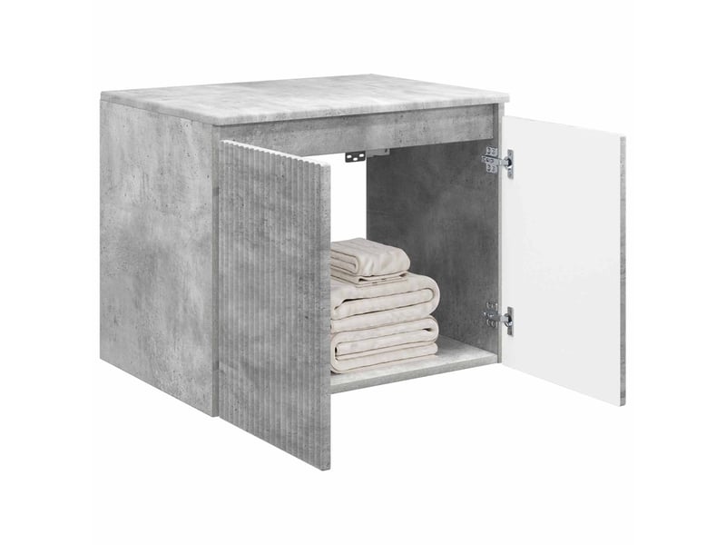  Cabinet salle de bain mural, meuble de rangement gris béton 62.5x44.5x50 cm  - Conforama C