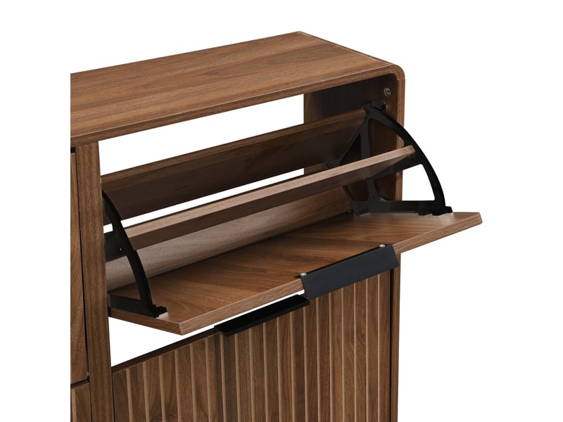  Meuble à chaussures 105x24x90 cm, meuble d'entrée, 24 paires, grande capacité, meuble salon, meuble entrée, mdf, noyer  - Conforama E