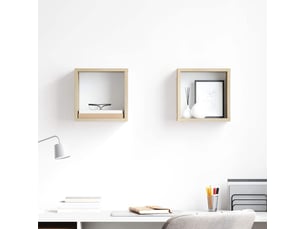 Lot de 2 étagères cube murales, armoires de rangement chêne sonoma 26x15x26 cm cf42733