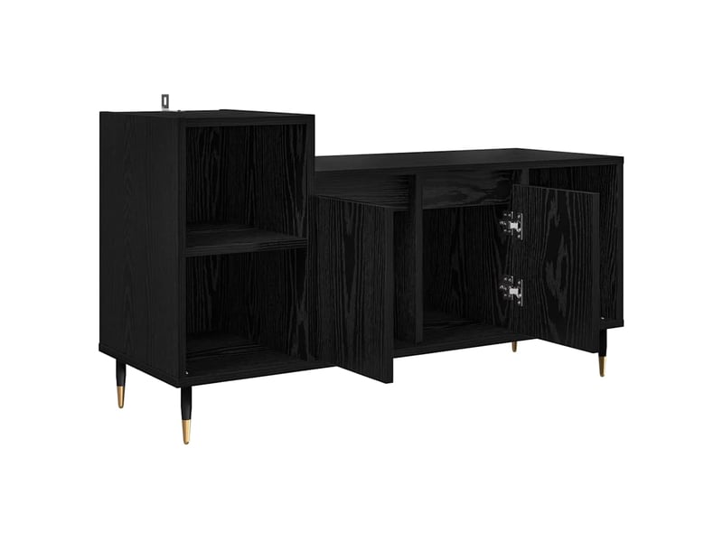  Meuble tv - banc tv - meuble de rangement 100 x 35 x 55 cm chêne noir bois d'ingénierie  - Conforama E