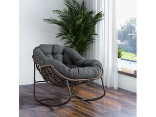 Fauteuil à bascule extérieur rotin wicker oversized gris foncé