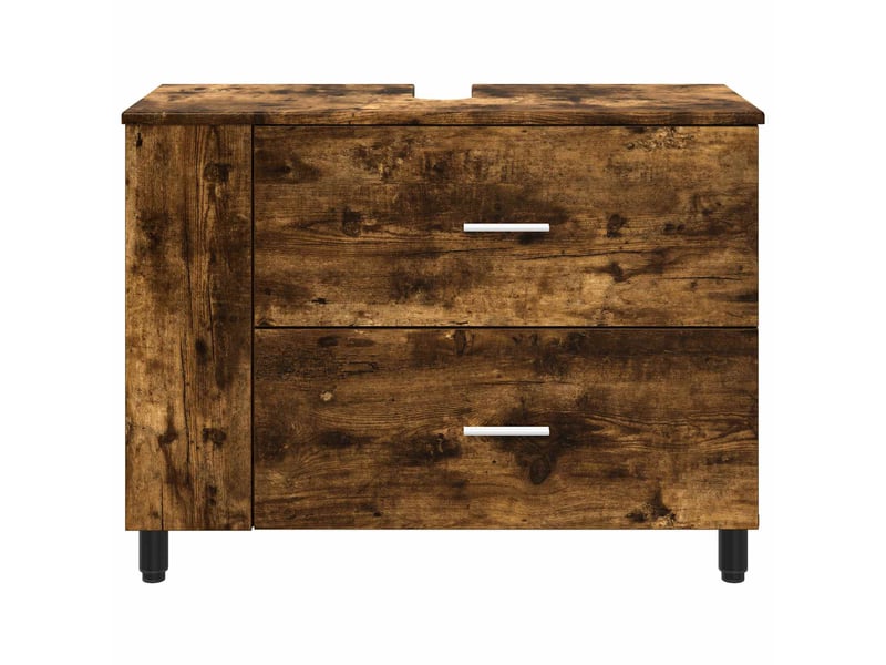  Unité de vanité de salle de bain, meuble de rangement chêne fumé 80x35x60 cm  - Conforama E