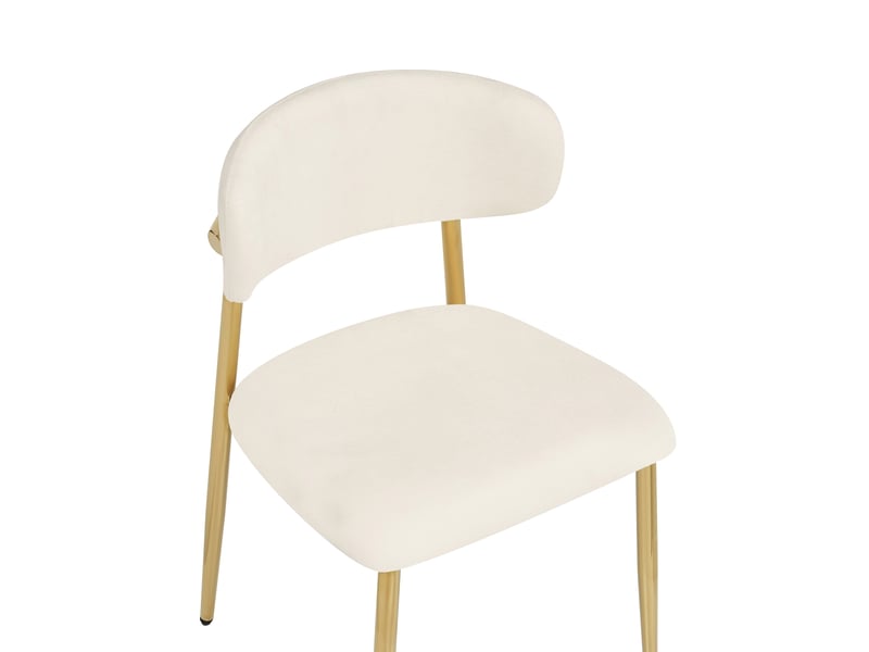  Lot de 6 chaises de salle à manger,51x50x81 cm,avec pieds dorés réglables,tissu,blanc  - Conforama D