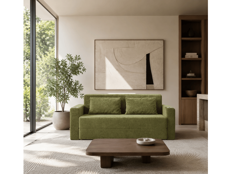  Canapé-lit 2 places 153x77x65 cm - canapé convertible 2 en 1 - canapé pliable - fonction couchage - poches latérales - ports usb - velours - vert CozyNest - Conforama D