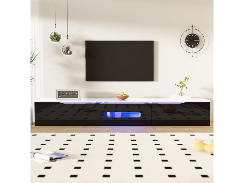  Meuble tv suspendu 180 cm bicolore, led 16 couleurs - design moderne et contemporain  - Conforama B