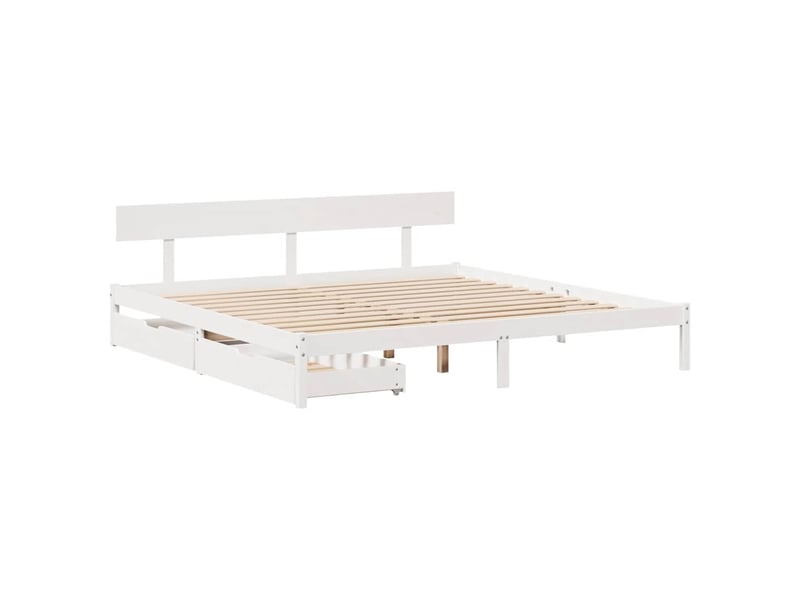 Lit double- lit adulte - cadre de lit sans matelas blanc 180x200 cm bois massif de pin - Conforama B
