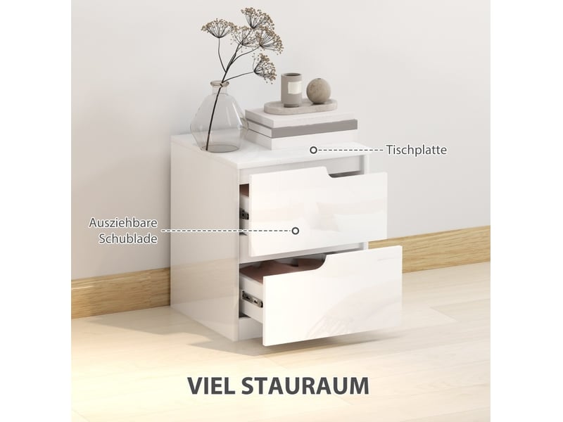  Table de chevet 2 tiroirs 40 x 40 x 48 cm blanc brillant cravdom  - Conforama D