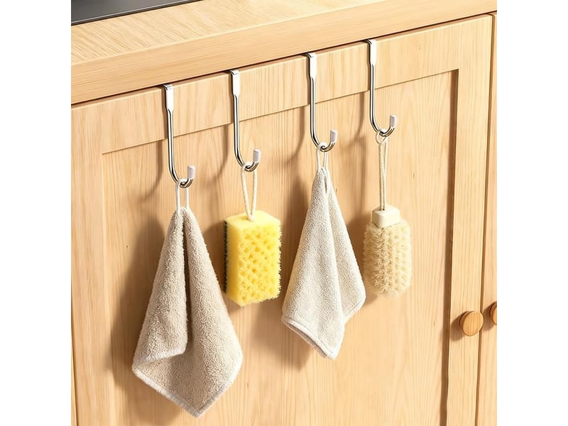  Lot de 2 cintres de porte avec crochets doubles en acier inoxydable 304 en forme, de robustes, adaptés pour accrocher vêtements, gris  - Conforama D