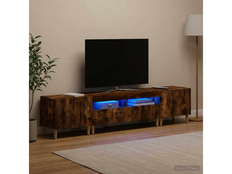  Ensemble de 3 meubles tv - banc tv - meuble de rangement led arnhem 3 pcs chêne fumé  - Conforama C